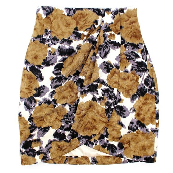 St John Couture Dresses & Skirts - St John Couture Floral High Waist Skirt Faux Wrap Tulip Hem Cotton Silk Jacquard